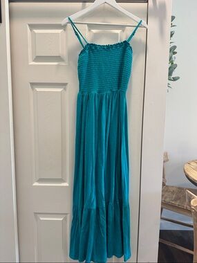 Anthropologie Teal Maxi Dress nwot size xs